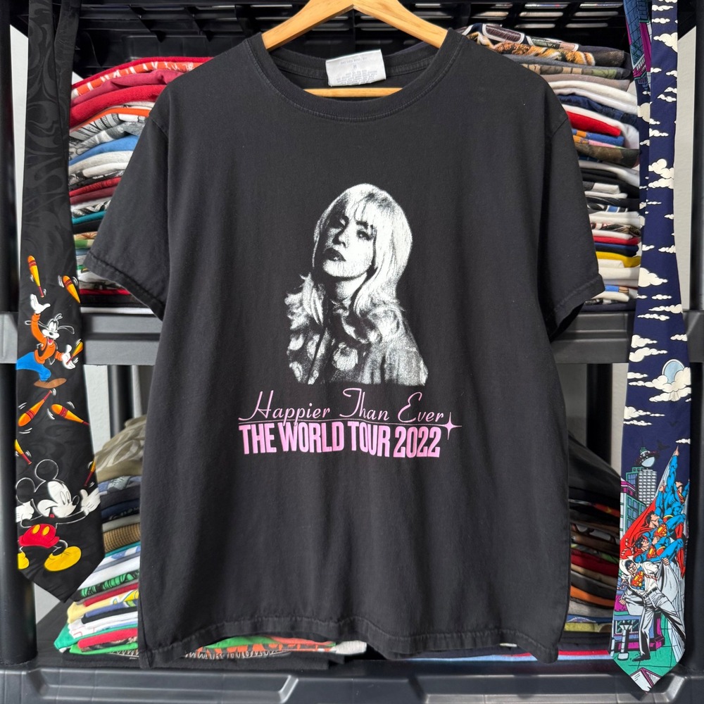 Modern Black Billie Eilish Happier Than Ever World Tour 2022 T-Shirt Size M